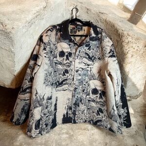 Rebel Vengeance Skull Floral Print Jacket Men’s Size M
